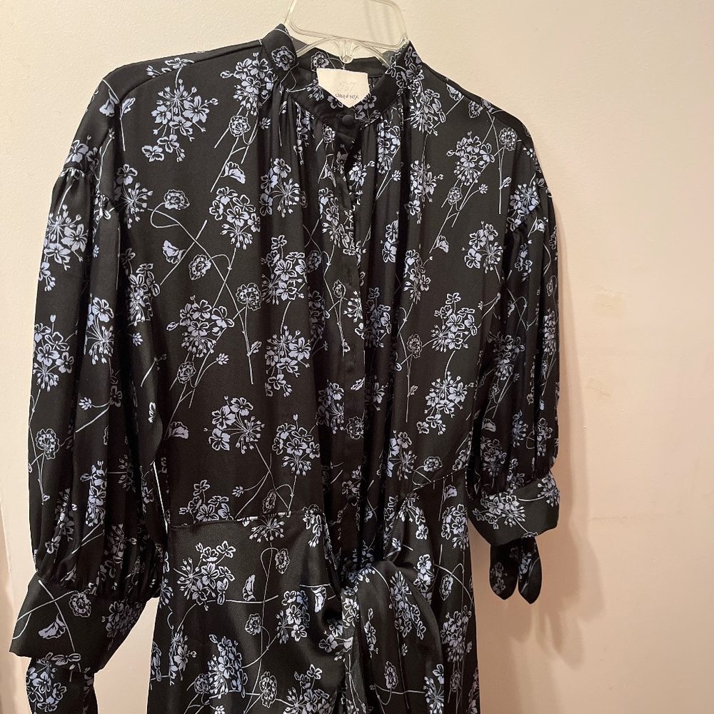 CONSIGNED Cinq a Sept Halette Floral Tie Waist and Sleeve Maxi Dress